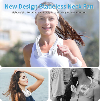 SmartDevil Portable Neck Fan, Hands Free Bladeless Neck Fan, Rechargeable Battery Operated Wearable Personal Fan, 360 Deg Cooling Hanging Neck Fan, 3 Speeds, 48 Air Outlet, for Travel, Outdoor (White)