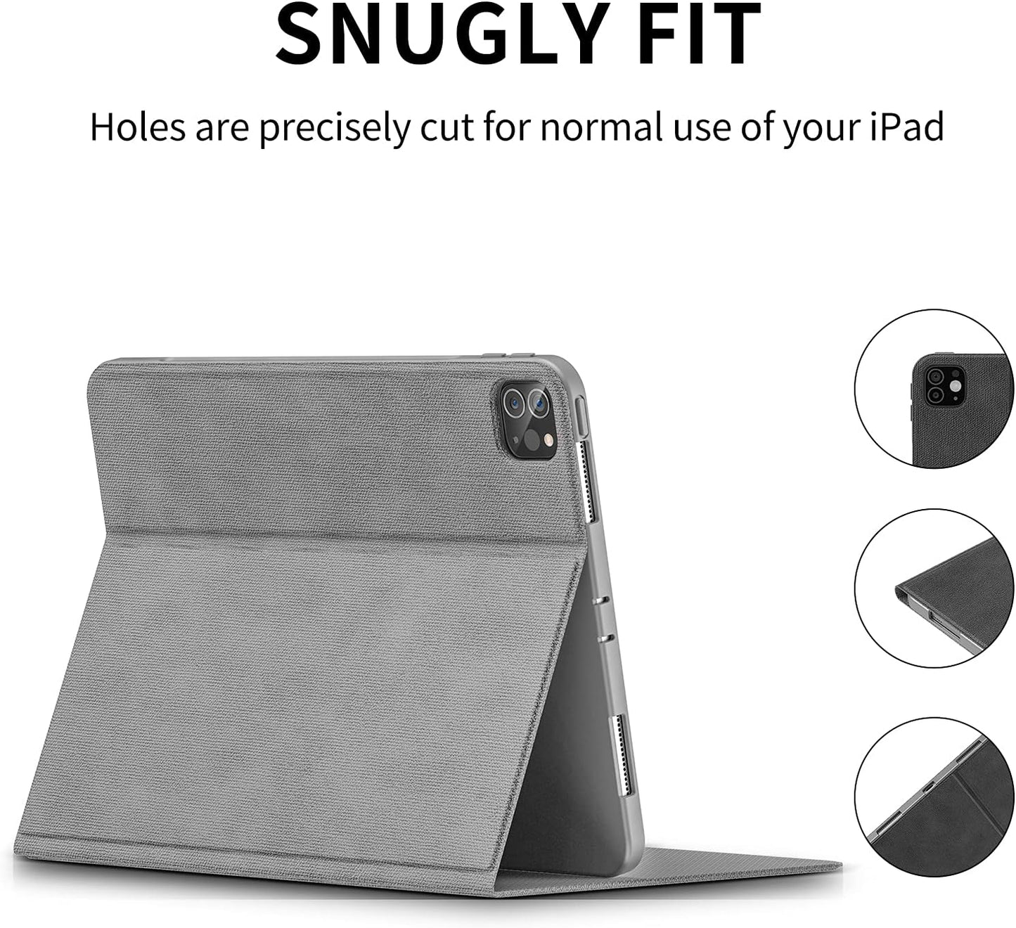 SmartDevil Hülle para iPad Pro 11 2021 2020 en estilo retro, Dünne Leicht Magnetische Hülle para iPad Pro 11 Zoll 2021/2020 3./2. Gen mit Auto Aufwachen/Schlaf und Multi-Winkel Ständer - Grau