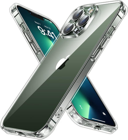 SMARTDEVIL Klare Hülle für iPhone 13 [Kristallklarer, stoßdämpfender Stoßfänger] [mit Displayschutzfolie aus gehärtetem Glas], transparente, weiche, stoßfeste Militärabdeckung, schlank, kratzfest für iPhone 13 (6,1 Zoll) – klar