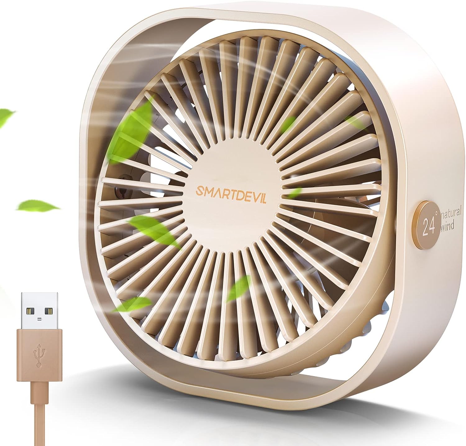 SmartDevil Small Personal USB Desk Fan,3 Speeds Portable Desktop Table