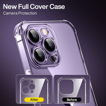 SmartDevil Neue vollständige Abdeckung für iPhone 14 Pro Max Hülle, Kameraschutz, vergilbungsfrei, stoßfest, dünne Hülle (HD klar)