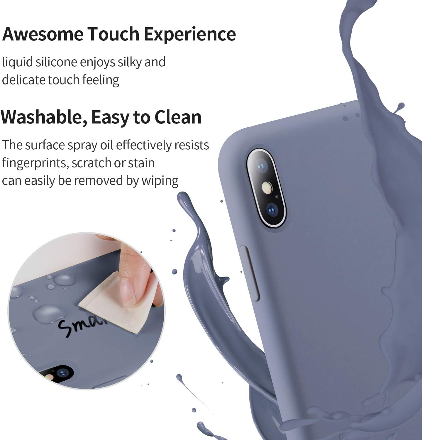 SMARTDEVIL iPhone X/XS Hülle Silikon [Freier Schutzfilm] Widerstandsfähig Dünn Handyhülle Luxusausgabe Silikon iPhone X/XS Schutzhülle mit Soft Microfaser Tuch Futter Bumper Case Cover