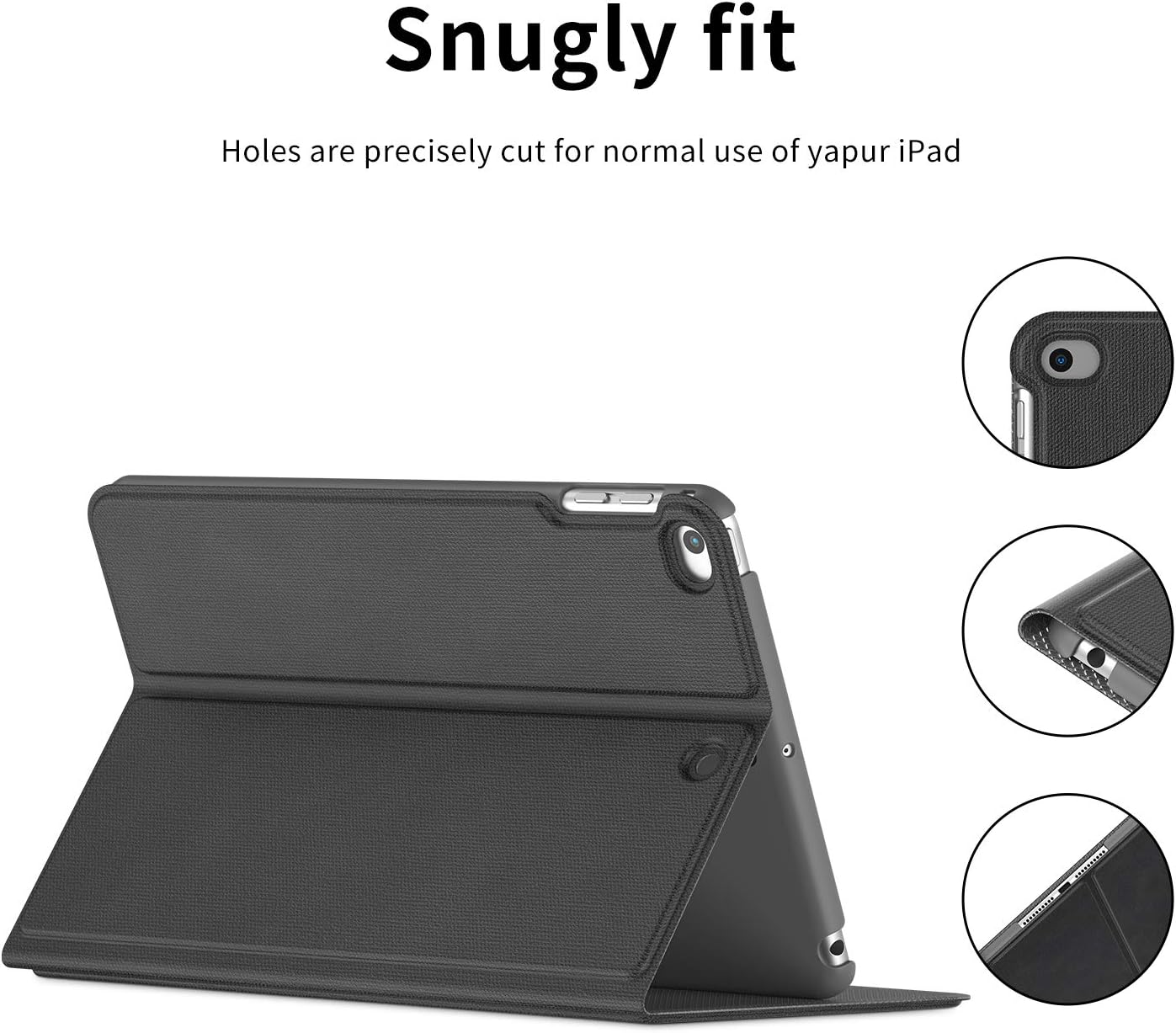 SmartDevil Retro-Stil Hülle für iPad Mini 5 2019/ Hülle für iPad Mini 4 2015, 7.9" Stoßfest Hülle für iPad Mini 5./4. Generation mit Auto Wachen/Schlafen, Weich Case for iPad Mini 5/4, Schwarz