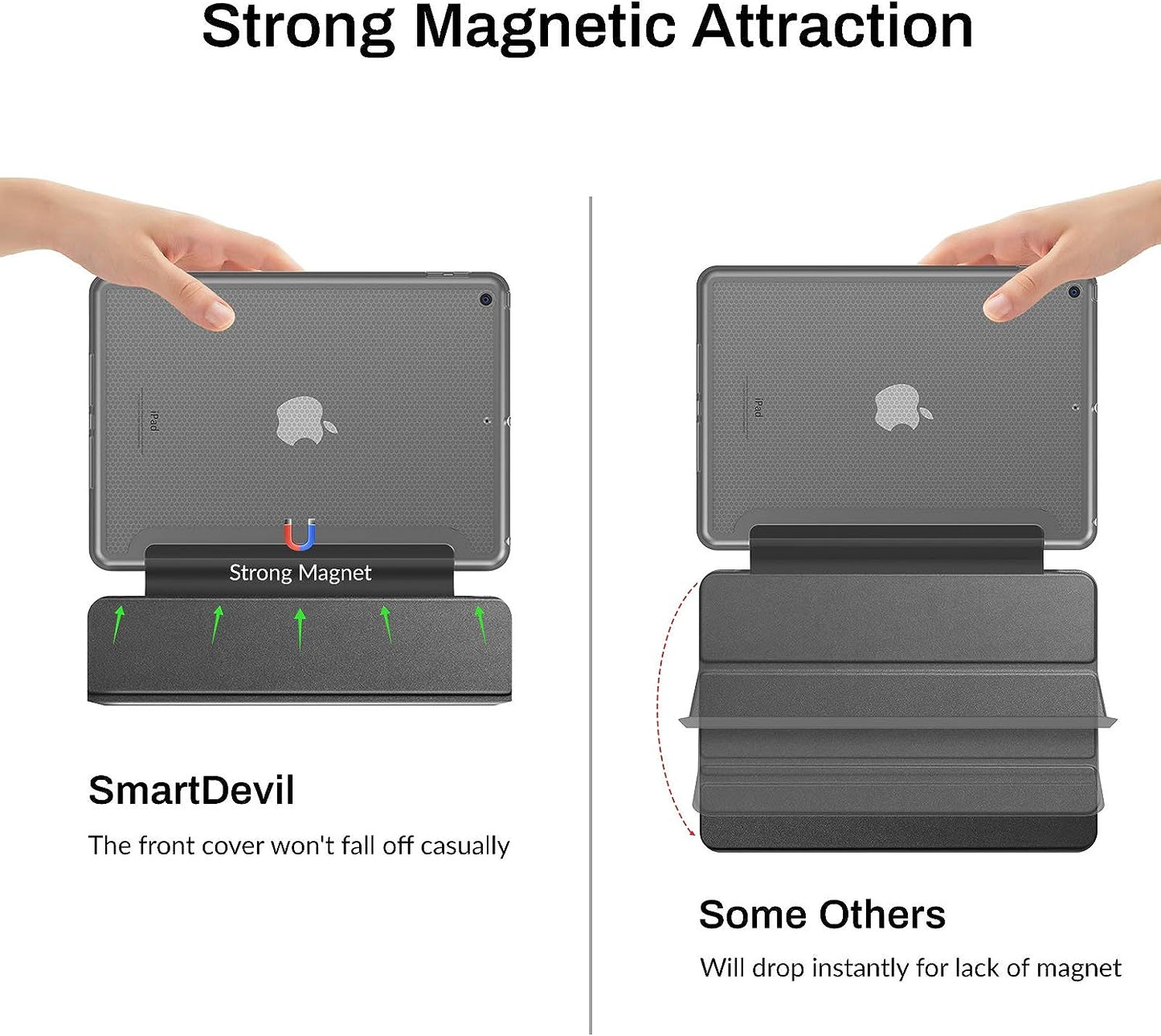 SMARTDEVIL Hülle Kompatibel mit iPad 7/8/9 (10,2 Zoll, Modell 2019/2020/2021, 7./8./9. Generation), Auto Wachen/Magnetisch/schlafen Schwarz