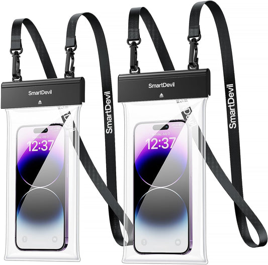 SmartDevil Waterfoor Case, 2Pack IPX8 Waterproof Phone Pouch, Dustproof Dry Bag for iPhone XS/XS Max/XR/X/8/8 Plus/7/7 Plus/6/6s, Samsung Galaxy S9//S8/S7 Google Pixel and All Devices Up to 6.9 Inches