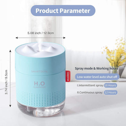 SmartDevil Small Humidifiers, 500ml Desk Humidifiers, Whisper-Quiet Operation, Night Light Function, Two Spray Modes,Auto Shut-Off for Bedroom, Babies Room, Office, Home (Blue)