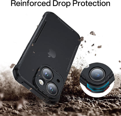 SmartDevil New Full Cover für iPhone 14 Hülle, Kameraschutz, stoßfester Schutz in Militärqualität, kratzfeste Rückseite (Schwarz)