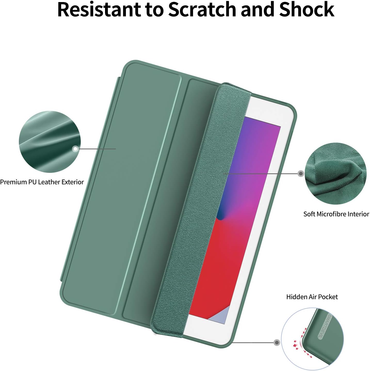 SMARTDEVIL Funda para iPad 10.2" 2020/2019 + Panzerglas, Dünn Leicht Stoßfeste Ständer Funda para iPad 8. Generación 2020/ Funda para iPad 7. Generación 2019 con Auto Schlaf/Wach - Verde