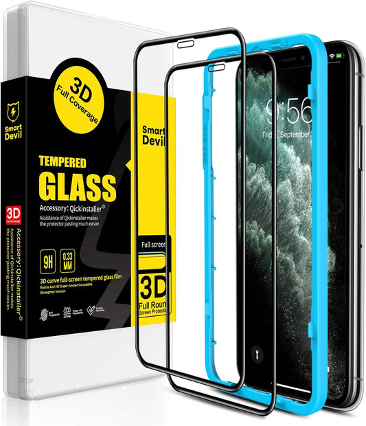 SMARTDEVIL [Lot de 2 Verre Trempé iPhone 11 Pro Max [Couvir l'écran Complèt][Kit de instalación oferta] iPhone 11 Pro Max/Xs Max Film Protection écran,[Anti Rayures]-[Ultra Résistant] Dureté 9H Glass