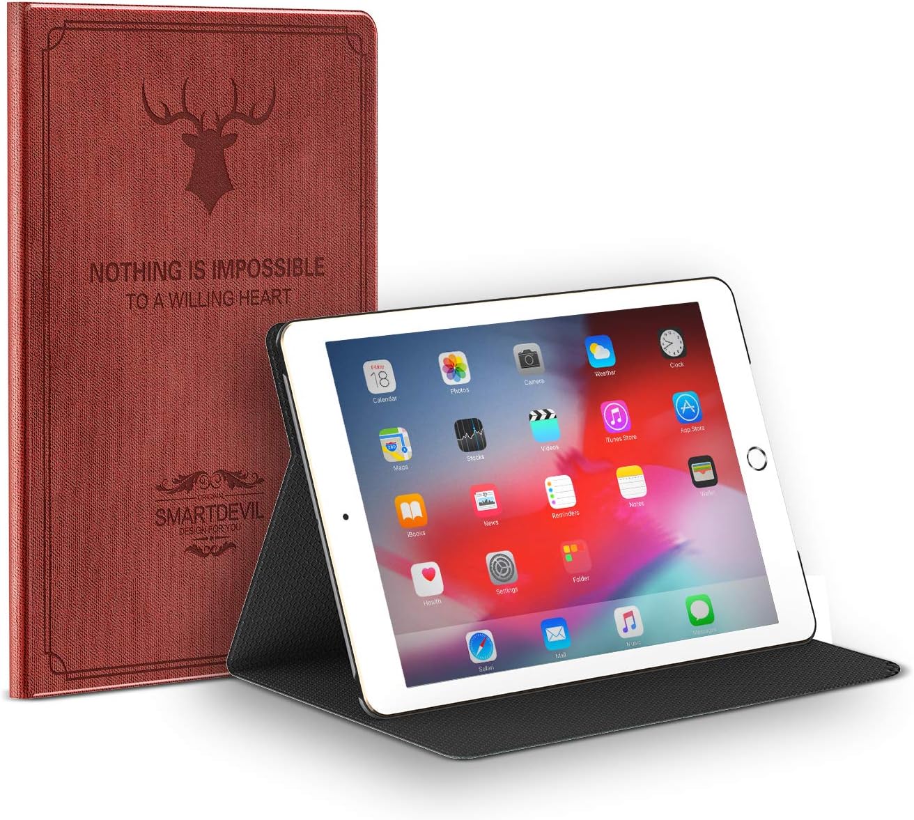 SmartDevil Hülle para iPad 5. Generation/Hülle para iPad 6. Generation, Dünn Leicht Hülle para iPad 9.7" 2017/2018 mit Auto Schlafen/Wachen, Schutzhülle para iPad 5 Gen/iPad 6 Gen mit Smart Cover Rot