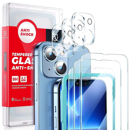 SMARTDEVIL 3+3 Diamond Tempered Film iPhone 13 diseño de vidrio protector [Alemán 10H Ultra HD] [Grado Militar 20X Protección] iPhone 13 vidrio protector Ayuda de posicionamiento profesional