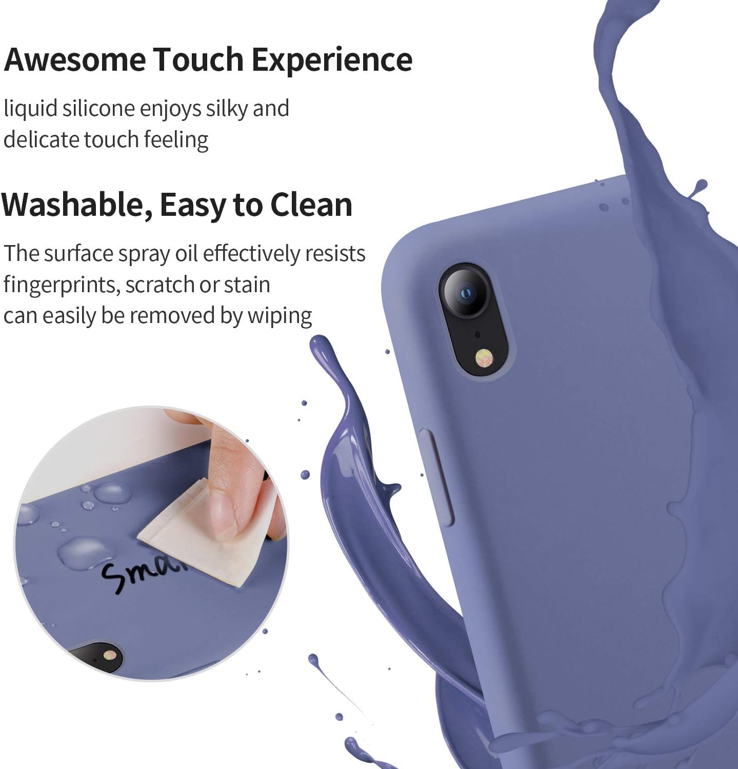 SMARTDEVIL iPhone XR Hülle Silikon [Freier Schutzfilm] Stoßfest Dünn Handyhülle Luxusausgabe Silikon iPhone XR Schutzhülle mit Soft Microfaser Tuch Futter Bumper Case Cover