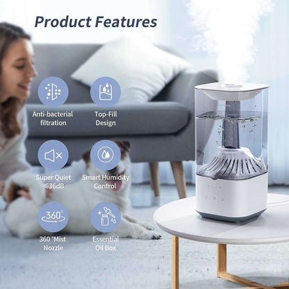 SmartDevil Cool Mist Humidifier, 4.5L Top Fill Quiet Ultrasonic Humidifiers for Bedroom & Large Room, Air Humidifier with Constant Humidity Control & Essential Oil Tray for Home, Office, Baby, Plants