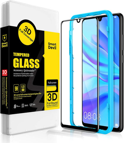 SMARTDEVIL Fundas para Huawei P30 Lite, Cobertura total de pegamento para Huawei P30 Lite [con equipo de instalación] 9H Härte, Blasen und HD Anti-Ol, Fundas para Huawei P30 Lite