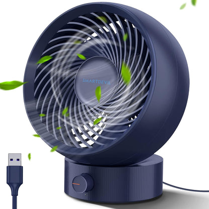 SmartDevil New USB Desk Fan, Small Personal Desktop Table Fan with Strong Wind, Operation Portable Mini Fan for Home Office Bedroom Table and Desktop (Black)
