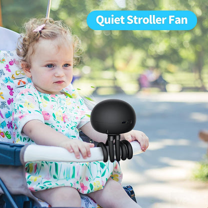 SmartDevil Stroller Fan, 3 Speed Portable Clip on Stroller Fan with Flexible Tripod, 60¡ã Rotatable Personal Jellyfish Battery Operated Handheld Fan, for Stroller, Car Seat, Treadmill, Camping (Black)