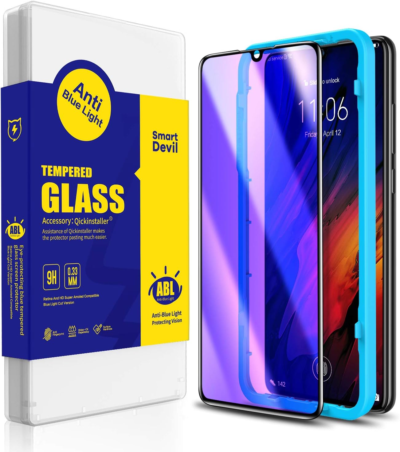 SMARTDEVIL [2 Pack Protector Pantalla de Huawei P30,Cristal Templado Huawei P30,Vidrio Templado [Fácil de Instalar] [Anti-Luz azul] [Garantía de por Vida] para Huawei P30