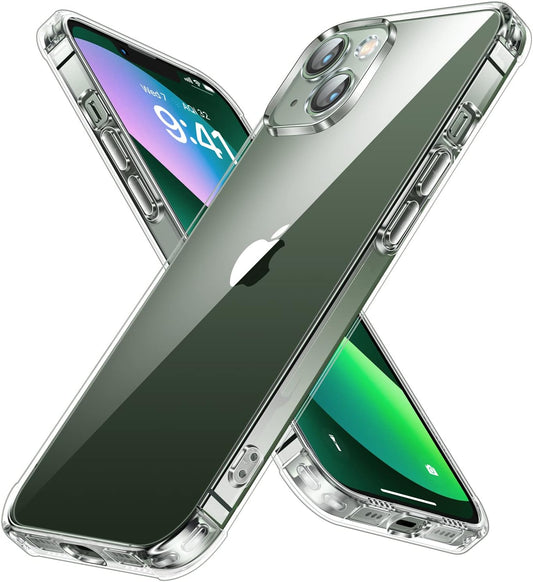 SMARTDEVIL Klare Hülle für iPhone 13 [Kristallklarer, stoßdämpfender Stoßfänger] [mit Displayschutzfolie aus gehärtetem Glas], transparente, weiche, stoßfeste Militärabdeckung, schlank, kratzfest für iPhone 13 (6,1 Zoll) – klar