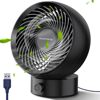 SmartDevil Mesa-Ventilator, geräuschloser USB-Ventilator, tragbarer Mini-USB-Schreibtischventilator, variable Geschwindigkeit von 180° und 20°-Drehwinkel, geeignet für das Haus, Büro-Azul