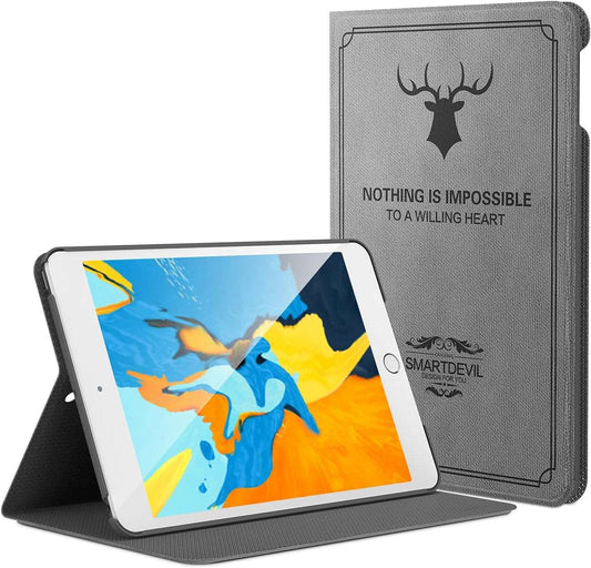 SmartDevil Coque pour iPad Mini 5 2019 / Coque pour iPad Mini 4 2015, 7.9 Pouces Anti-Choc Housse pour iPad Mini 5 et 4 dans Un Style Rétro avec Veille/Réveil Automatique et Support Fonction, Gris