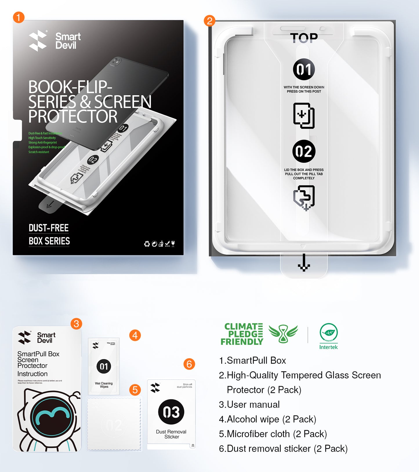 Ultra-Clear Screen Protector | iPad 6–11th Gen, Pro and Air | SmartPull Box Install (2 Pack)