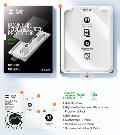 Ultra-Clear Screen Protector | iPad 6–11th Gen, Pro and Air | SmartPull Box Install (2 Pack)