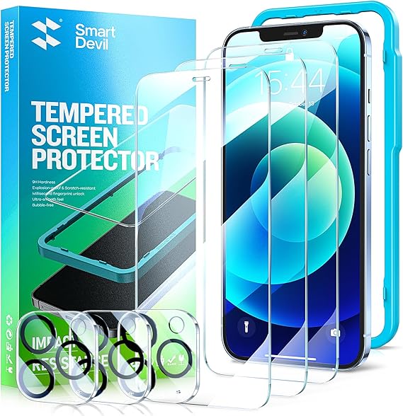 Smartdevil Tempered Glass Screen Protector with Camera Lens Protector for iphone (3 Pack)