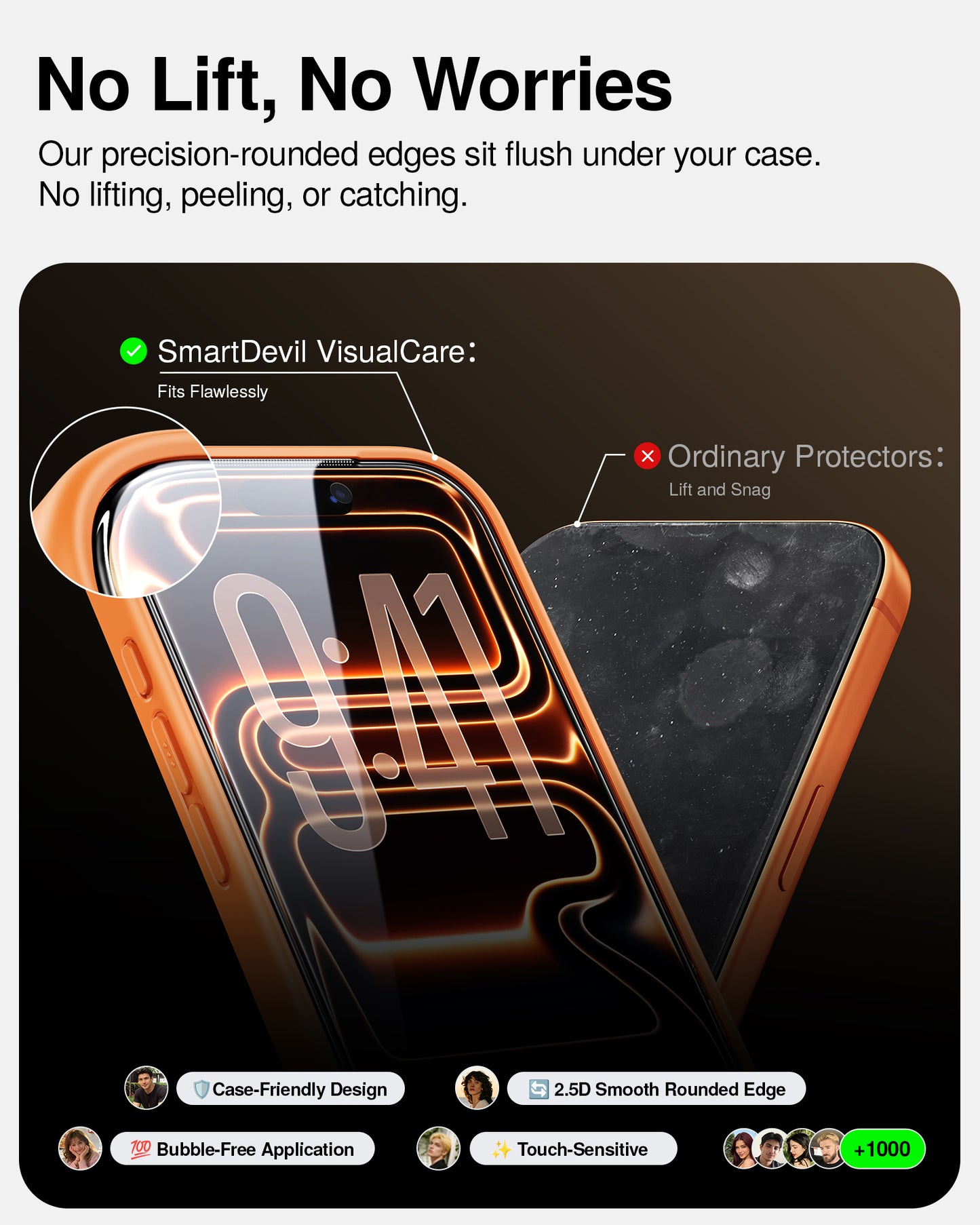 Blue Light Filter, VisualCare Screen Protector | iPhone 16-17 Series | SmartPull Box Install (3 Pack)