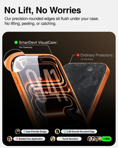 Blue Light Filter, VisualCare Screen Protector | iPhone 16-17 Series | SmartPull Box Install (3 Pack)