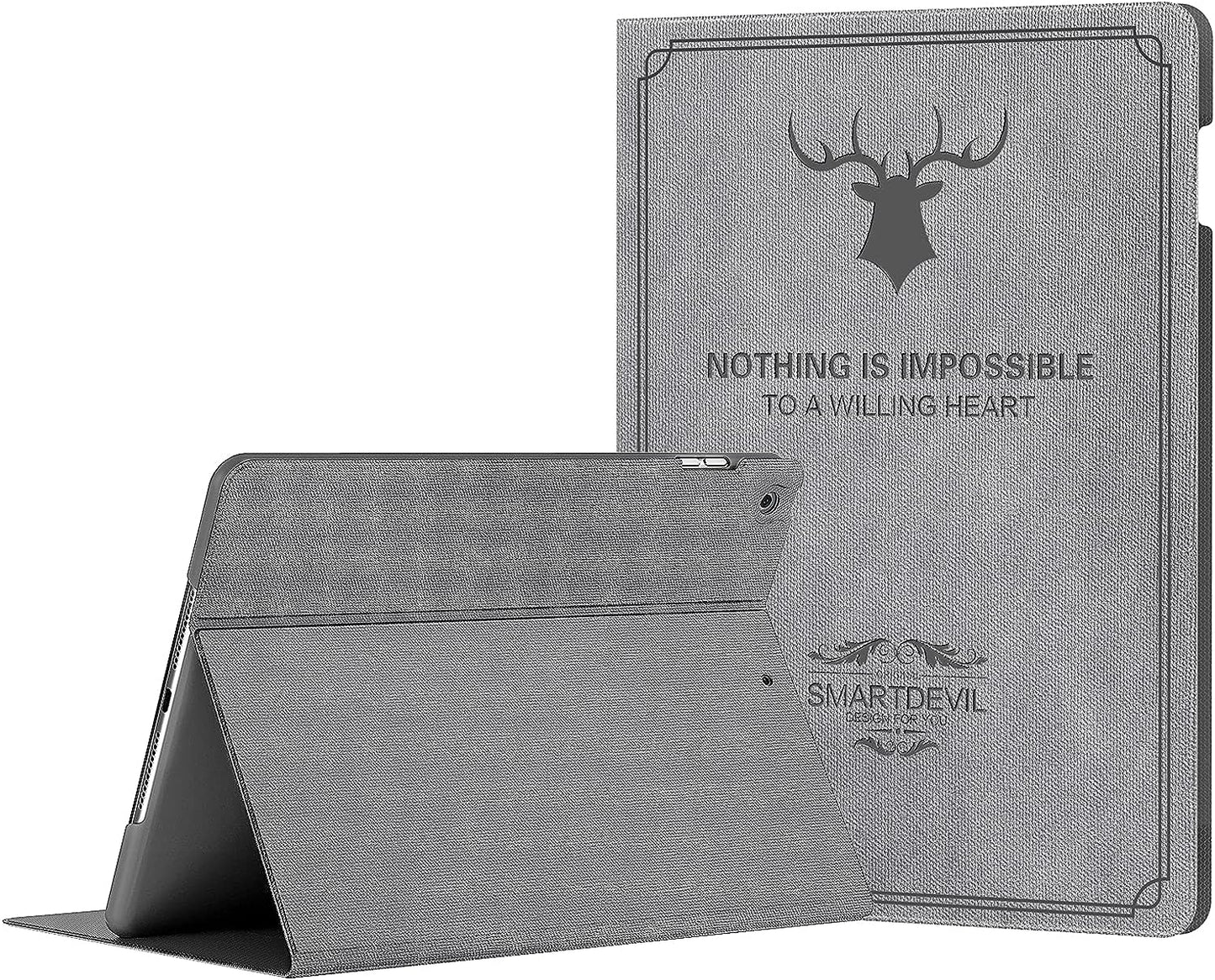 SmartDevil Custodia per iPad 2/ Custodia per iPad 3/ Custodia per iPad 4 in Stile Retrò, 9.7" Leggero Antiurto Cover per iPad 2 3 4 con Funzione Sveglia/Sonno Auto e Supporto Multi-angli Grigio