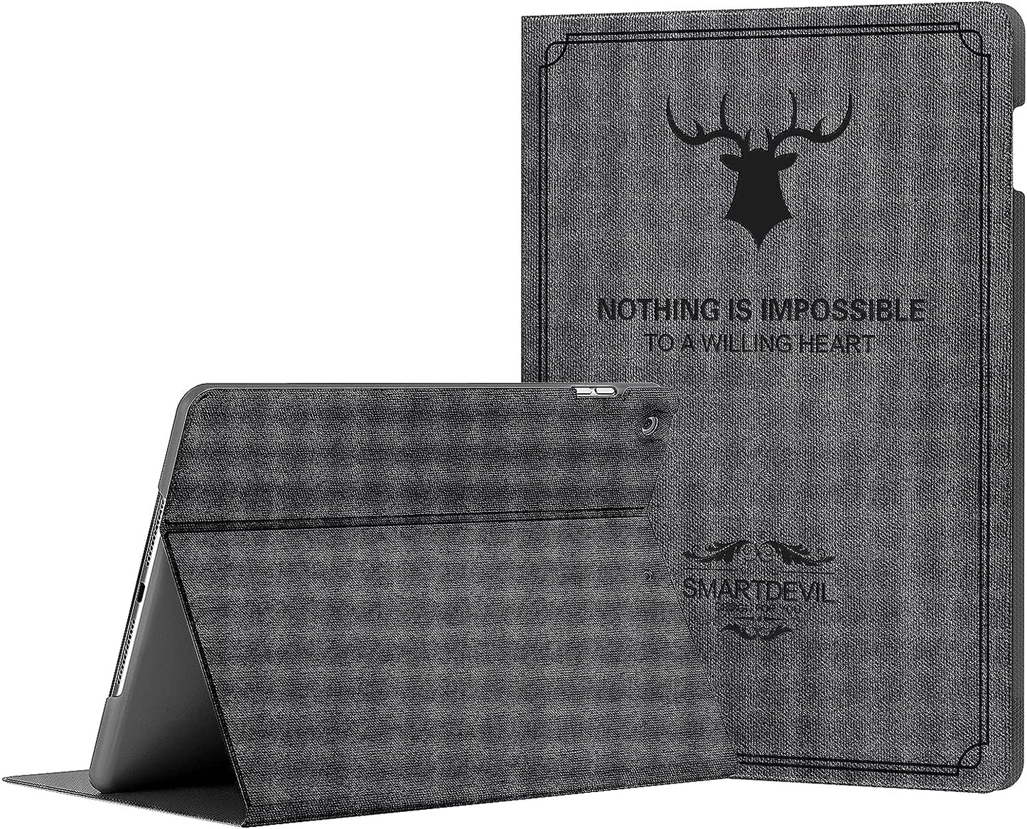 SmartDevil 9,7" Funda para iPad 2 / Funda para iPad 3 / Funda para iPad 4 en Estilo Retro con Tapa Inteligente, Ligera Delgada Carcasa iPad 2 3 4 con Auto-Sueño/Estela y Soporte Función, Gris