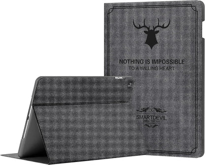 SmartDevil 9,7" Funda para iPad 2 / Funda para iPad 3 / Funda para iPad 4 en Estilo Retro con Tapa Inteligente, Ligera Delgada Carcasa iPad 2 3 4 con Auto-Sueño/Estela y Soporte Función, Gris