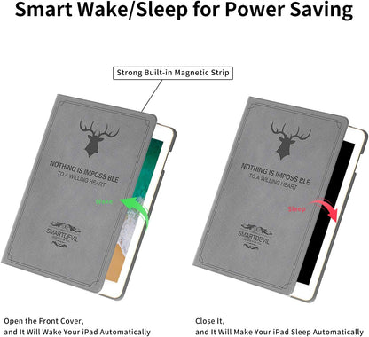 SmartDevil 7.9" Hülle für iPad Mini 3/ Hülle für iPad Mini 2/ Hülle für iPad Mini 1 mit Auto Schlaf/Wach, Dünnes Leichter Retro-Stil Case für iPad Mini 3 2 1 mit Ständer Funktion, Grau