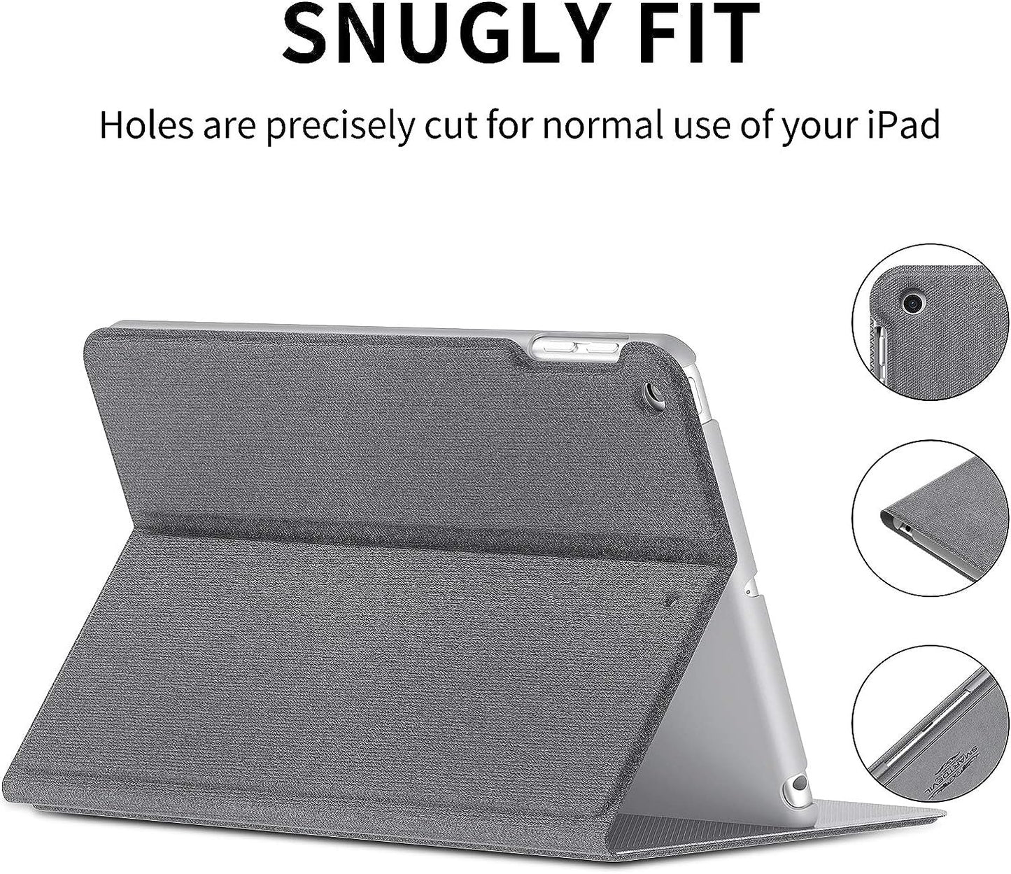 SmartDevil 7.9" Hülle für iPad Mini 3/ Hülle für iPad Mini 2/ Hülle für iPad Mini 1 mit Auto Schlaf/Wach, Dünnes Leichter Retro-Stil Case für iPad Mini 3 2 1 mit Ständer Funktion, Grau