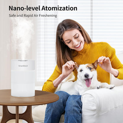SmartDevil Small Humidifier, 600ml Portable Mini Humidifier, USB Personal Desk Humidifier for Bedroom, Plants, Office, Travel, Nightstand with Night Light, Auto Shut-Off, Super Quiet, White