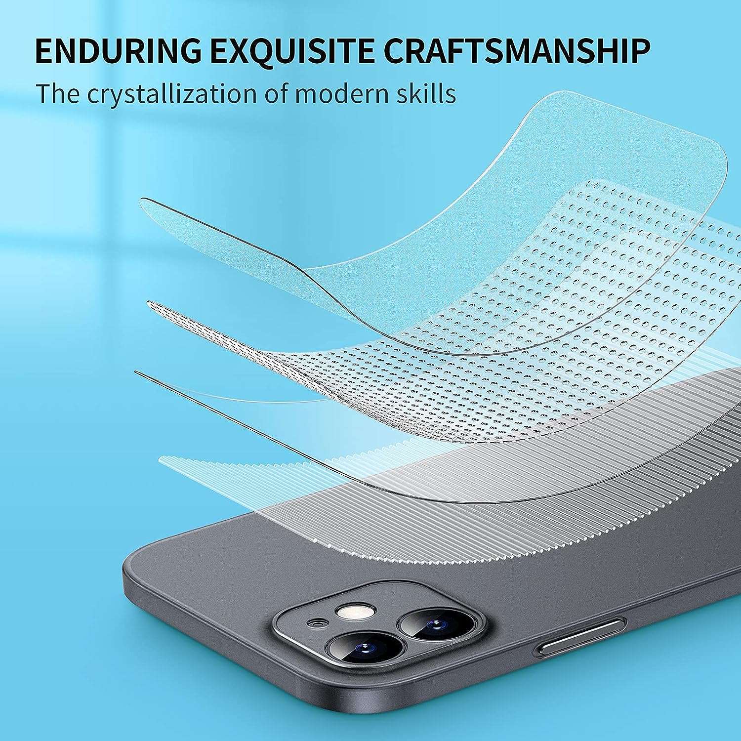 SmartDevil Coque de protection ultra fine pour iPhone 12 avec verre blindé fin mat pour iPhone 12 (6,1 pouces) – Noir mat HD
