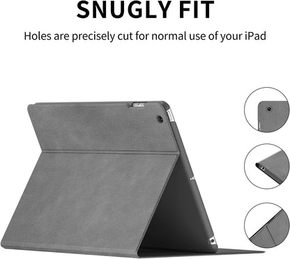 Carcasa SmartDevil de 9,7" para iPad 4, carcasa para iPad 3, carcasa para iPad 2, carcasa estilo retro para iPad 2/3/4 con función de encendido/apagado automático y función estándar, protección duradera para iPad 4/3/2 gris