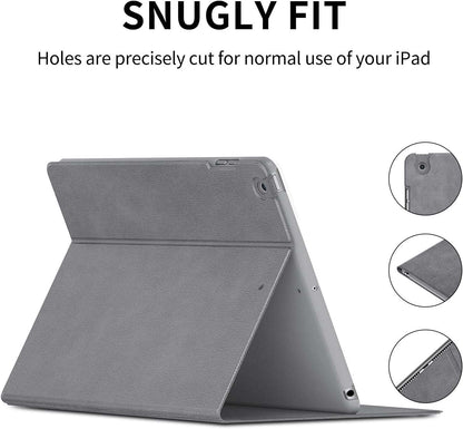 SmartDevil Coque pour iPad 10.2 2020/2019 avec Support Fonction et Veille/Réveil Automatique, Coque pour iPad 7 Generation/Coque pour iPad 8eme Generation dans Un Style Rétro, Gris