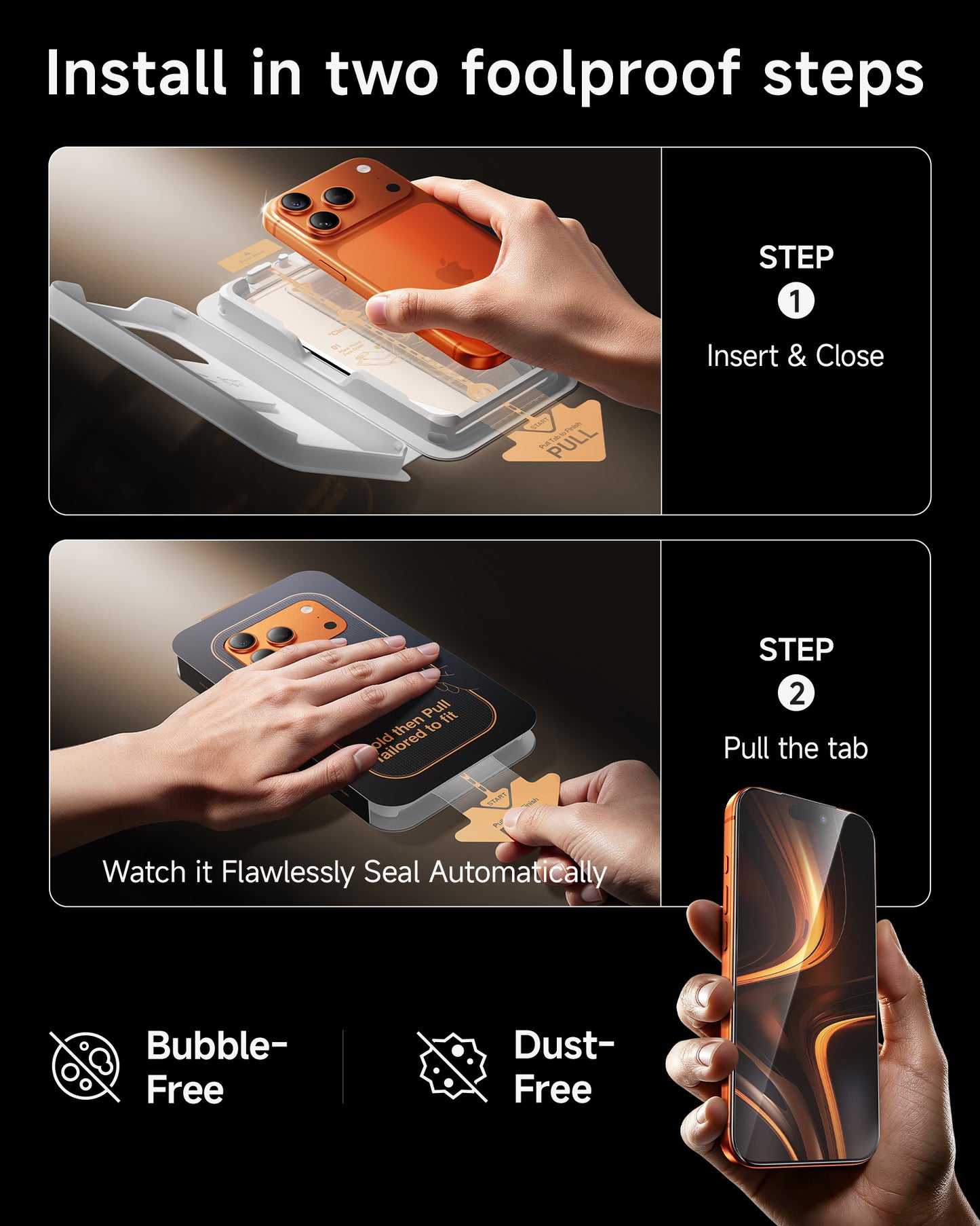 Ultra-Klarer Displayschutz für iPhone 11-17 Serie mit OnePress Installation + Kamera-Objektivschutz (3er-Pack)