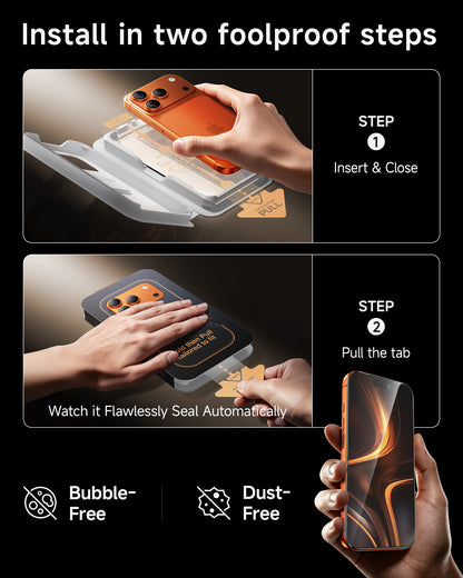 Ultra-Klarer Displayschutz für iPhone 11-17 Serie mit OnePress Installation + Kamera-Objektivschutz (3er-Pack)