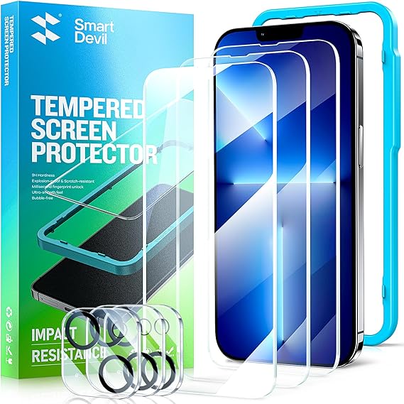 Smartdevil Tempered Glass Screen Protector with Camera Lens Protector for iphone (3 Pack)