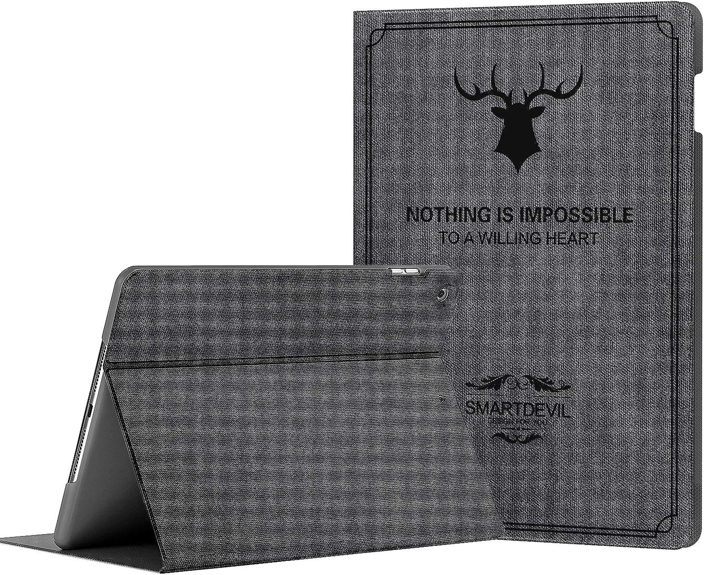 SmartDevil Custodia per iPad 8 Generazione 2020/ Custodia per iPad 7 Generazione 2019 con Funzione Sveglia/Sonno Auto e Supporto, Sottile e Leggero Custodia iPad 10.2 con Traslucida TPU Cover Grigio