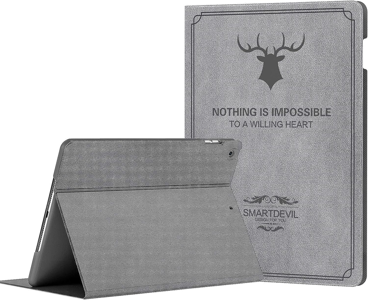 SmartDevil Custodia per iPad 8 Generazione 2020/ Custodia per iPad 7 Generazione 2019 con Funzione Sveglia/Sonno Auto e Supporto, Sottile e Leggero Custodia iPad 10.2 con Traslucida TPU Cover Grigio