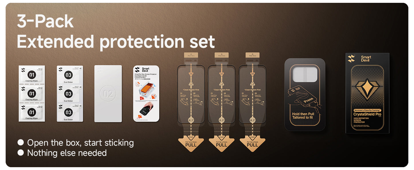 Ultra-Klarer Displayschutz für iPhone 11-17 Serie mit OnePress Installation + Kamera-Objektivschutz (3er-Pack)