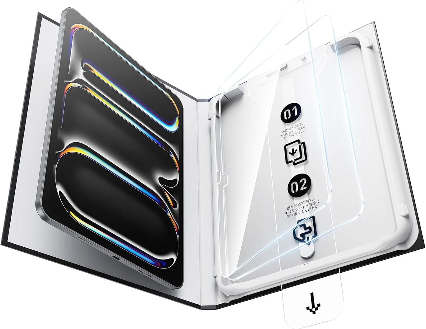 「Smart Box」iPad 用  SmartDevil強化ガラスフィルム  保護フィルム 自動除塵 超簡単貼り付け 落下保護 気泡ゼロ 滑らかな手触り 指紋防止 アイパッド 用 強化ガラス
