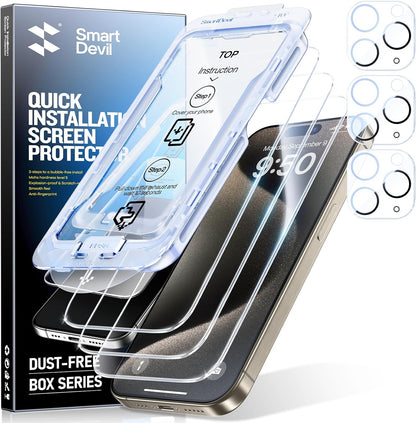 Sichtschutz-Displayschutzfolie für iPhone 11-17 Serie mit OnePress Installation + Kameraobjektiv-Schutzfolien (2er-Pack)